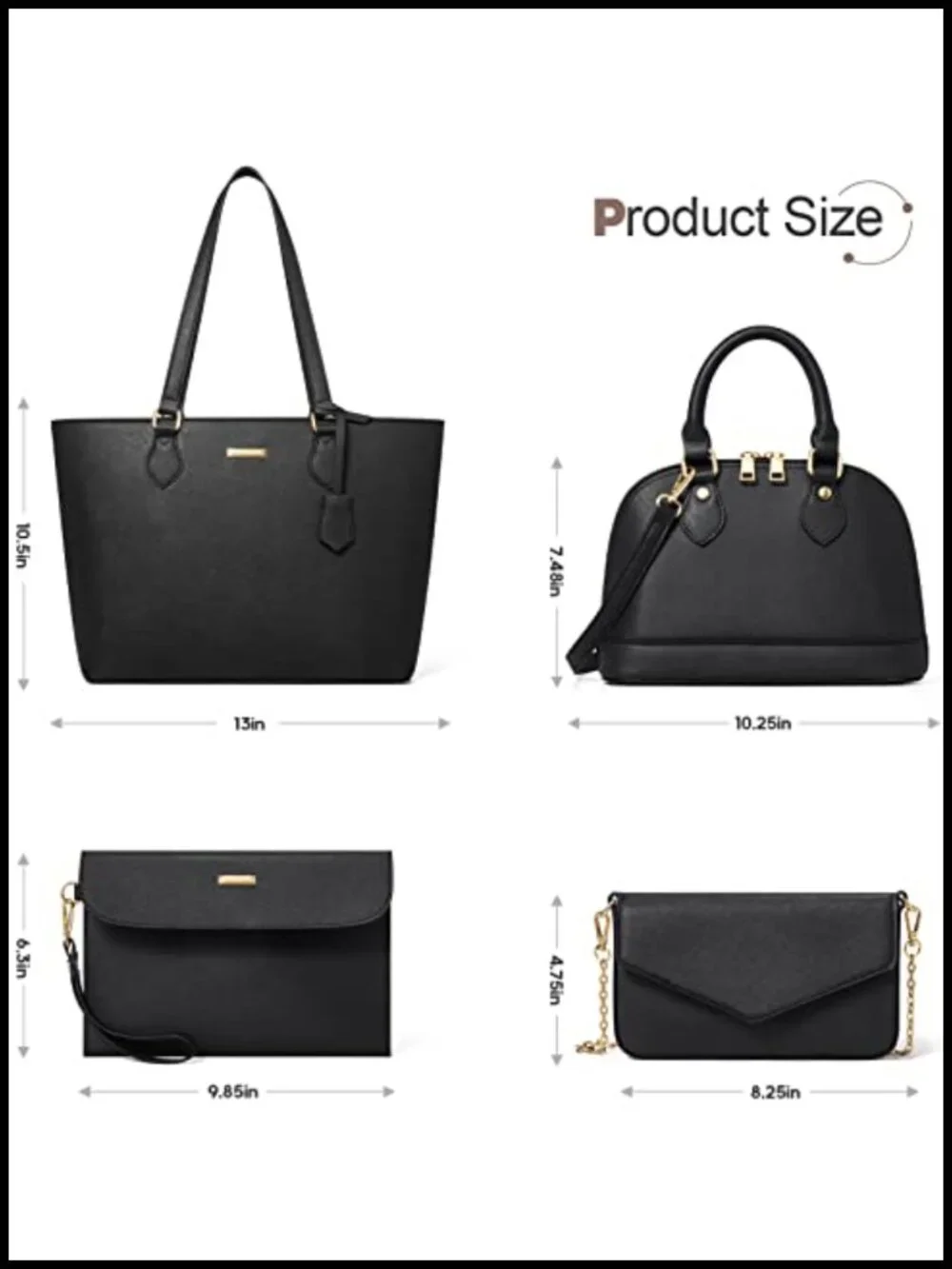 Synthetic Leather Tote Bag Set - 4 Pieces Crossbody Shoulder Handbag